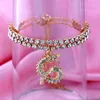 Anklets JJFOUCS Bling Crystal Tennis Chain Dragon Anklet For Women Fashion Charm Animal Foot Rhinestone Jewelry