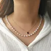 Kedjor Kvinnor Girls Elegant 585 Rose Gold Colori Mitation Pearl Necklace Chain Fashion Wedding Party Jewelry Gift 50-60cm DCN34