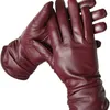 Five Fingers Glove 's sheepskin gloves winter warm plus velvet short thin touch screen driving color leather high Quality 2081 221111