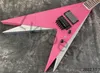 LVYBEST Electric Guitar Pink and Silver V Form Black Parts One Vlume Tone One Bridge Pickup kan anpassas