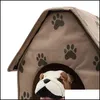 Dog Houses Kennels Accessories 47X49X49Cm Pet Cat Bed House Foldable Detachable Soft Feet Printed Dog Warm Support Wholesale 322 R Dhahe