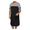 T-shirt da uomo Camicie da notte T-shirt da uomo Baggy Plus Size Scollo a V Manica corta Pigiami lunghi Bigtall Pigiama Abbigliamento da notte Daily Home Tees