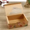 Gift Wrap 9 Pcs Christmas Kraft Paper Boxes Chocolate Candy Biscuit Pastry Packaging For Year Child Party Favors Decor