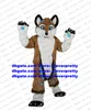 Traje de mascote de fúria de penhas marrons de penhas de raposa husky cachorro lobo de lufzuit de desenho animado de desenho animado de casamentos da marca de casamento figura zz7569