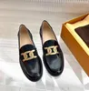 Loafers Shoes Flats Women's Flat Dress Shoe Factory Factorwear Classic Kate Polished Calfskin Leather Golden Chains Luxury Designers