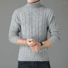 メンズセーター冬のハイネック厚い温かいセーター男性タートルネックスリムフィットプルオーバーニットウェアオスの綿トップウェアドロップ