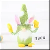 Autres fournitures de fête de fête Lapin de Pâques Gnome poupée naine sans visage avec la main en peluche lapin fête de vacances décoration de table Drop Del Dhj0H