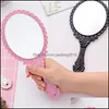 Mirrors Vintage Pattern Handle Makeup Mirror Bronze Rose Gold Pink Black Color Personal Cosmetic Drop Delivery Home Garden Dhtpo