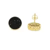 Ohrstecker Ausverkauf Zweifarbig Gold Schwarz Farbe Micro Pave Cz Geometrisch Rund Geformt Schraubverschluss Hip Hop Ohrring Für Frauen Männer