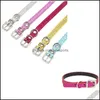 Cat Collars Leads Solid Color Collar Traction Rhinestones Inlay Leather Adjustable Mti Reflect Cute Sunshine Pet Dogs Cats Tow Rop Dhq0Y