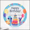 Disposable Dinnerware Happy Birthday Disposable Paper Plate Set 10Pcs 7 Inches Party Tableware Cake Fruit Candy Tray Drop Delivery H Dh3Tc