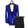 Męskie garnitury Blazers 3 szt. Set Set Pants Kamizel / butikowy ślub Dark Wzór gospodarza Formalne spodnie dressowe 221111