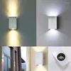 Nattljus 2W Lamp LED Aluminium V￤ggljust￥ng Projekt upp ner Square Bedside Room Bedroom Decor Lamps Arts