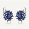 Balet klejnot stadniny 1 89CT Natural Blue Sapphire Kolczyki Pure 925 Srebrne kwiaty Vintage For Women Fine Jewelry 221111
