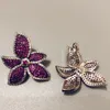 Stud Bilincolor Fashion Flower Floral Purple Cubic Zircon Boucles d'oreilles de mariée pour femmes Mariage 221111