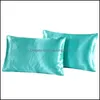 Kuddefodral Silk Emation Satin Pillowcase 20x26 tum fast f￤rgkudde ER Summer Ice Case Bedding Supplie 169 V2 Drop Delivery Home DH0U6