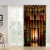 Curtain Christmas Socks Fireplace Gift Window Curtains Bedroom Kitchen Panel Home Decor For Living Room