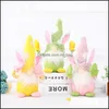 Autres fournitures de fête de fête Lapin de Pâques Gnome poupée naine sans visage avec la main en peluche lapin fête de vacances décoration de table Drop Del Dhj0H