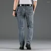 Men's Jeans 2022 Autumn Classic Style Blue-grey Slim Anti-theft Zipper Cotton Elastic Regular Fit Denim Pants Male Brand Trouse