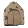 Dog Houses Kennels Accessories 47X49X49Cm Pet Cat Bed House Foldable Detachable Soft Feet Printed Dog Warm Support Wholesale 322 R Dhahe