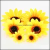 Fiori decorativi Ghirlande 10 Pz 7 Cm All'ingrosso Lagre Seta Girasole Testa di Fiore Artificiale Per Weddingdecoration Scrapbooking Acce Dhoui