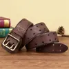 Belts belts luxe marque cowskin genuine leather Brass copper double needle buckle young men's brand style cowboy 221111