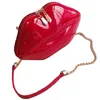 Evening Bags Women Red Lips Clutch Bag Ladies Pu Leather Chain Shoulder Bolsa Shape Purse