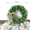 Decorative Flowers Green Leaves Wreath 15.75'' Front Door Artificial Shell Grass Boxwood Hanging For Wedding Wall Window Party Decor