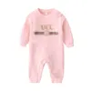 Pagliaccetto per neonato da bambina 0-24 mesi Lettera di moda Abbigliamento per bambini Tute di marca a maniche lunghe rosa bianco