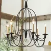 Pendellampor American Chandelier Rustic Iron Simple Retro Pastoral vardagsrum mat sovrum barn linne lampskärmsbelysning lb01037