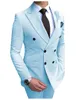 Men's Suits Blazers Beige Suit 2 Pieces Double-Breasted Notch Lapel Flat Slim Fit Casual Tuxedos For WeddingBlazerPants 221111