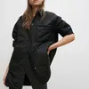 レディースダウンジャケット特大のパーカーシンコートKhakiシャツコートLong Femme Bf Sleeves Big Pocketsアウターウェア