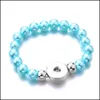 Beaded Women Snap Button Bracelet Acrylic Imitation Pearl Beads Hand Strand Bracelets Jewelry Fit Diy 18Mm Ginger Snaps Elastic Bang Dhwur