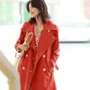 Trench femme printemps et automne manteau femmes femme vêtements 2022 mode rouge bleu marine ceinture mi-long bureau vêtements d'extérieur