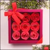 Couronnes De Fleurs Décoratives Savon Rose Boîte 9 Pcs Pétale Artificielle Cadeau Saint Valentin Mariage Fiançailles Anniversaire Drop Delivery Accueil G Dhueg