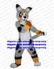 Szary biały pluszowy futrzany Fox Mascot Costume Husky Dog Wolf Fursuit Adult Cartoon Postacie Mise en Scena Obraz Reklama ZZ7570