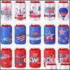 Autres fournitures de fête Fête de l'Indépendance Cola Bière Can Insator Sleeve Jy 4Th Bouteille Pliable Néoprène Drink Cooler Sleeves Dhpau