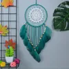 Interiördekorationer Green Dream Catcher Creative Wind Chime Pendant Handmade Feather