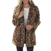 Kvinnor läder faux kvinnors rockar vinter clearance kvinnor lösa leopard tryck sömmar mittlängd långärmad kappjacka med fickan 221111
