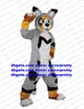 Szary biały pluszowy futrzany Fox Mascot Costume Husky Dog Wolf Fursuit Adult Cartoon Postacie Mise en Scena Obraz Reklama ZZ7570