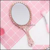 Mirrors Vintage Pattern Handle Makeup Mirror Bronze Rose Gold Pink Black Color Personal Cosmetic Drop Delivery Home Garden Dhtpo