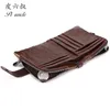 Wallets Fashion Male Wallet Genuine Leather Thin Hasp Double Zipper Design Coin Purse ID Card Holder Short For Men