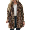 Damesleer Faux dames jassen wintervrijheid vrouwen losse luipaard print stiksel mid-length lange mouw jas met pocket 221111