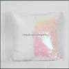 Pillow Case Mermaid Sequins Pillow Case Two Color Splicing Sofa Decoration Cushions Er Home Polychromatic Square Cushion Ers 8 3Js G Dhssp
