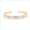 Bangle Bangle Beautif Lovers Bracelets Woman Rose Gold Color Bangles With White Enamel Eye Hand Pattern For Jewelry Gifts Drop Delive Dhktb