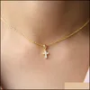 Pendanthalsband 32 8cm Cross Pendant Choker Halsband Söt CZ Charm Women Girl Classic Simple Jewelry Adorable 925 Sterling Sier Cr Dhil3