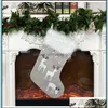 Christmas Decorations Christmas Decoration Stocking Deer Design Linen Nonwoven Fabric Plush 45X23Cm Xmas Red Green Gray Gift Socks D Dhg5S