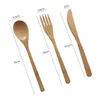 Dinnerware Sets 3pcs/set Tablewares Bamboo Knife Fork Spoon Set Picnic Traveling Hiking Camping Cutlery Utensils Portable