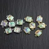 Pendentif Colliers 10pcs Naturel Abalone Shell Forme Carrée Connecteurs Bijoux Or / Argent Plaqué Cuivre Double Cercles Charms Bracelet