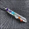 Colliers pendentifs Reiki Guérison Cristal Cylindre Chips Pierre Perle Sept Chakra Énergie Pendentif Colliers Pendum Amet Orgonite Necklac Dhamt